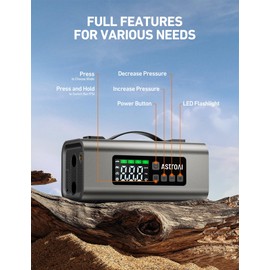 AstroAI Portable Jump Starter with Air Compressor 150PSI, 2500A Car Battery Jump Starter Pack Up to 7.5L Gas & 5.0L Diesel Engine, UL Certified, 12V Jump Box Car Battery with LCD Display, Lights