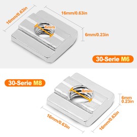 OioTuyi 20er Pack M6 T-Nutensteine, Kohlenstoffstahl, Typ B für Aluminiumprofile, Rostbeständig