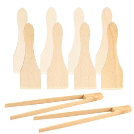 Raclette Scraper Pack of 8 Raclette Sliders Wooden Raclette Spatula for Cheese Grills (8 Sliders & 2 Bamboo Tongs)