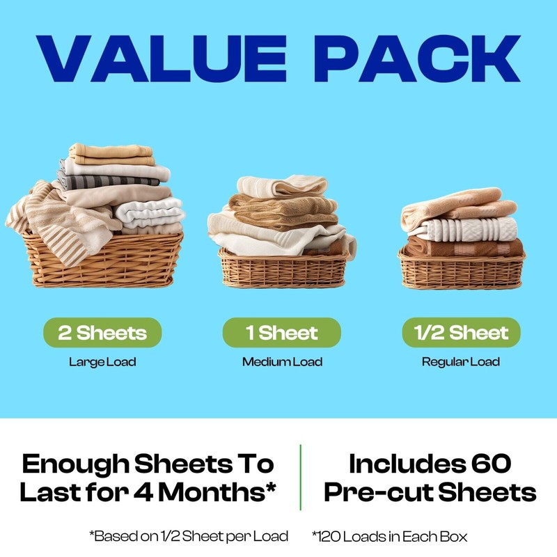 Happy Hour Laundry Detergent Sheets Eco Friendly Color Safe 60