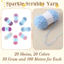20 Skeins Scrubby Yarn for Dishcloths Assorted Colors Yarn for Crocheting Polyester Scrubby Assortment Pastel Yarn for Knitting Dishwashing Dishcloths Craft Project (Rainbow Color)