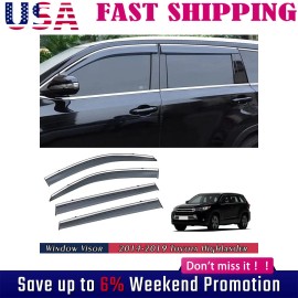 GEARZAAR For 2014-2019 Toyota Highlander Chrome Trim Window Visors Rain Guards -US