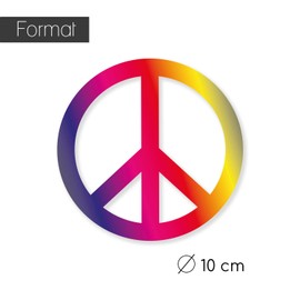 Peace Sign Sticker I Colourful I Diameter 10 cm I Flower Power Peace and Love I Decorative Sticker for Car/Scooter/Bicycle/Laptop I UV and Weatherproof I kfz_261