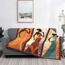 Mount Hour African American Women Flannel Fleece Throw Blankets, Super Warm Soft Living Room Blanket All Season (60"x50")