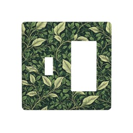 Vintage Green Plant Leaves 2 Gang Combo 1 Toggle 1 Rcoker Light Switch Covers Decorative Switch Plates Electrical Switch Plates and Outlet Covers for Home Art Decor 4.5 X 4.5 IN