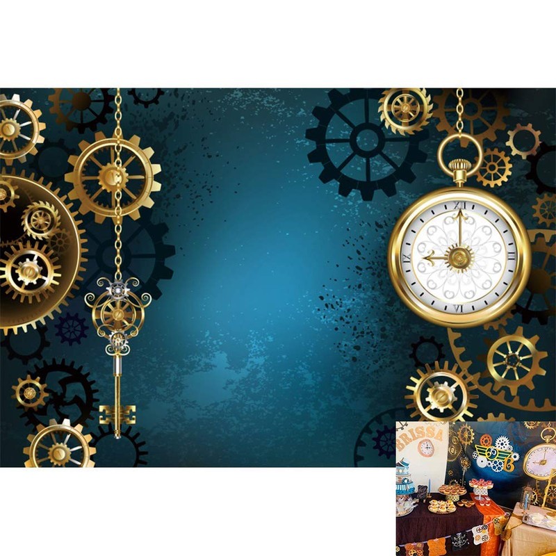 DASHAN 7x5ft Polyester Antique Steampunk Backdrop for Photography Gear Watches
