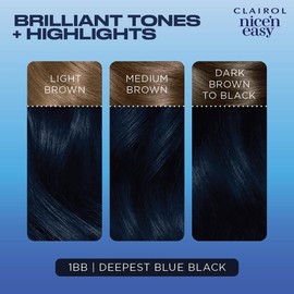 Clairol Clairol Nice'n Easy Permanent Hair Dye, 1BB deepest blue black Hair Color, Pack of 1