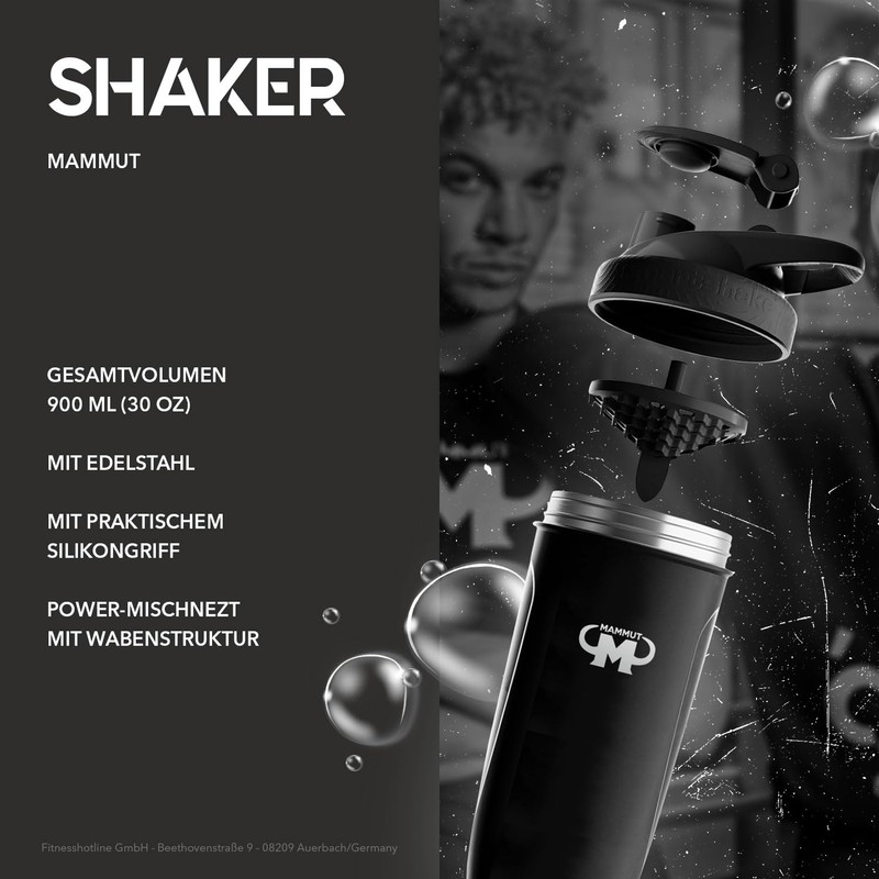 Mammut Nutrition Reforce Stainless Steel Protein Shaker, Matte Black with