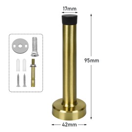Door Stop, 4 Inch Door Stopper, Wall Mounted, Gold Door stoppers for Skirtings with Sound Dampening Rubber Tip, Stainless Steel Doorstops Wall Protector Indoors Outdoors, Brass Gold, 95mm
