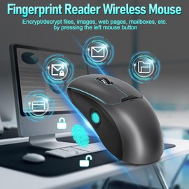 Gugxiom Sensor de huellas dactilares y ratón inalámbrico 2 en 1, Fingerprint Sensor for Windows 7, 8, 10, 11 Hello – Supports up to 20 IDs, 2.4 GHz with USB Unifying Receiver BT5.0 (GRIS)