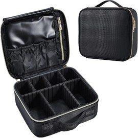 Joligrace Makeup Box, Makeup Pouch, Large Capacity, Cosmetics Pouch, Cosmetic Pouch, Portable, Professional, Travel (Black-Small)