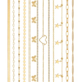 FUNEIA 12Pcs Beach Bikini Belly Chain for Women Boho Gold Waist Chain for Women Simple Boho Waist Beads Body Chain Summer Body Accessories Jewelry Adjustable