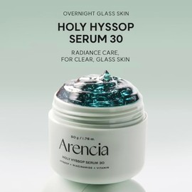 Arencia Holy Hyssop Serum 30 Overnight - Suero hidratante y antienvejecimiento para piel de cristal coreana de aspecto más joven, 30% vitamina A, C, E