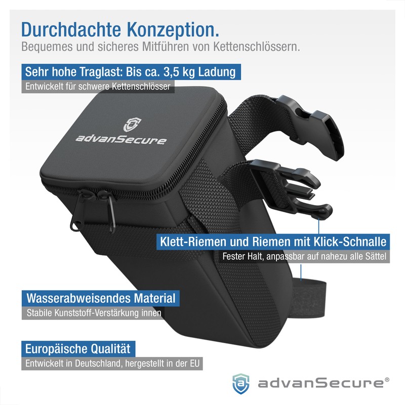 advanSecure® Bicycle Saddle Bag | Ideal for Heavy Chain Locks