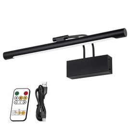 WAMBLZ Wireless Picture Lights for Wall 16 inch Battery Operated Art Lighting with IR Remote Control Black Rechargeable Cordless Gallery Light Dimmable LED Picture Frame Light for Paingtings