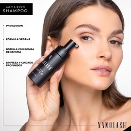 Champú para pestañas y cejas Nanolash 50 ml - champú limpiador para pestañas y cejas, espuma para lavar pestañas y cejas, champú para extensiones de pestañas