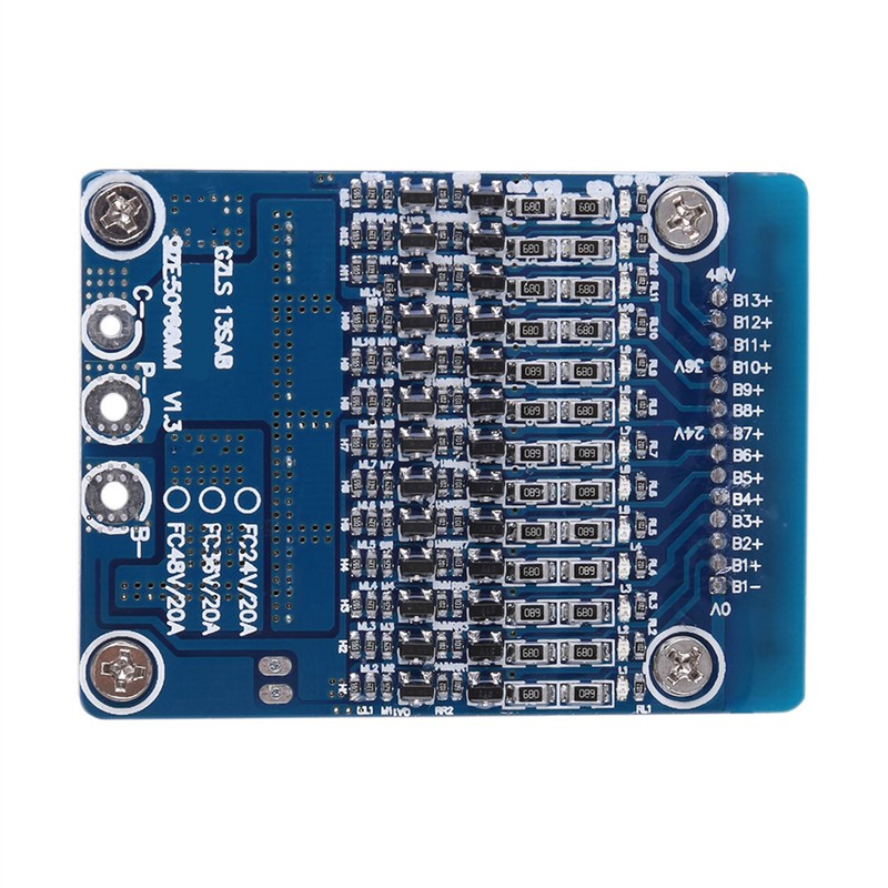 13S 48V 20A Li ion Cell 18650 Battery Protection BMS