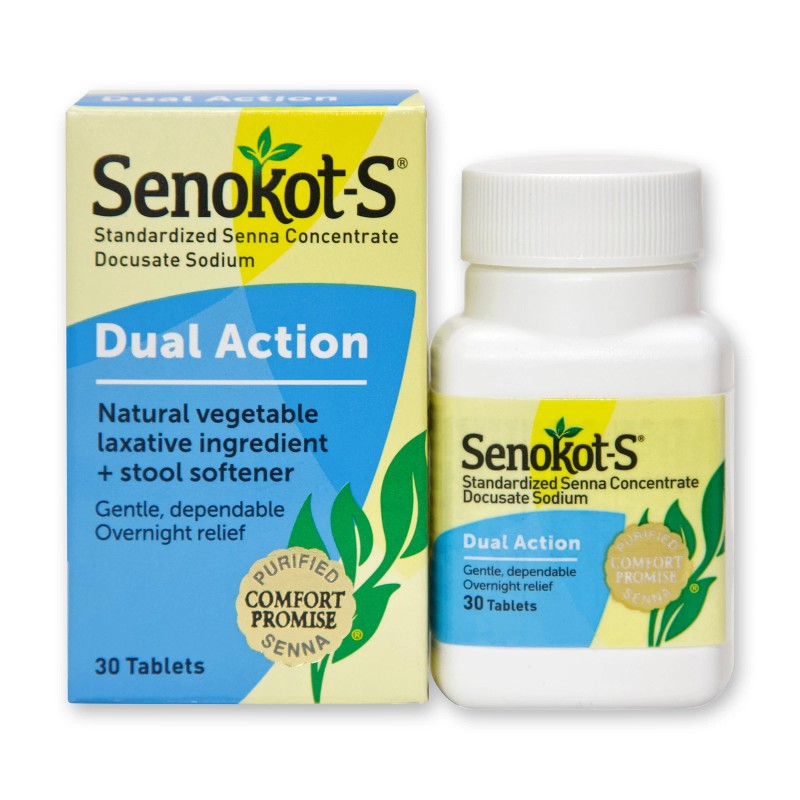 Senokot-S Dual Action Natural Vegetable Laxative + Stool Softener Tablets,