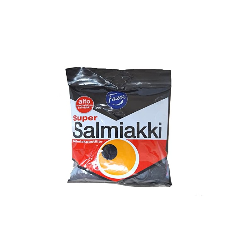 Fazer Super Salmiakki Original Finnish Salty Liquorice Wine Gums, 2-pack