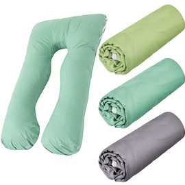 Hahafelt 3 Pcs Pregnancy Pillow Cover U Shaped Body Pillow Cover Only Cotton Maternity Pillow Cover Soft Breathable U Shaped Pillow Case, Fit for 55" x 31" Maternity Pillow