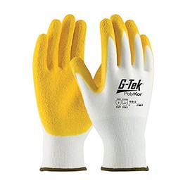 PIP G-Tek 16-813 White/Yellow XL HPPE PolyKor, fiber, washable - ANSI 2, EN 388 5 Cut Resistance - Latex Palm & Fingers Coating - 10.4 in Length - 616314-16867 [PRICE is per DOZEN]