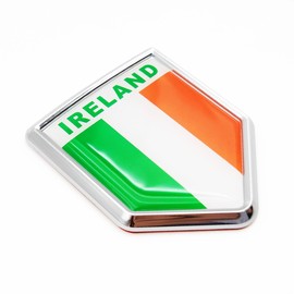 Overdecor Ireland Flag Decal Stickers Car Emblem Irish Car Accessories Decorations Chrome Shield Flag Sticker Decals for Cars Truck Vehicles, 2 Pack