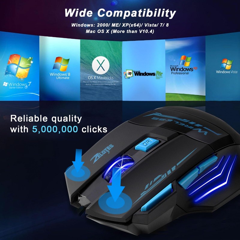 XuanGui Wireless Gaming Mouse with Side Buttons, 2.4G Bluetooth USB