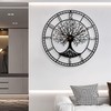 Dankeit Tree of Life Wall Clock, 24Inch Metal Black Family
