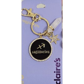 Zodiac Gold Mystical Gem Zodiac Keyring SAGITTARIUS Constellation Charm Star Rhinestone