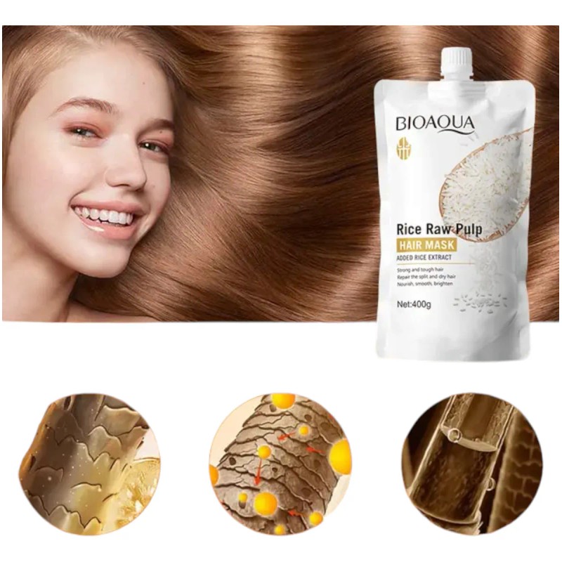 Mascarilla De Arroz Intensiva Cabello Dañado Elimina Frizz