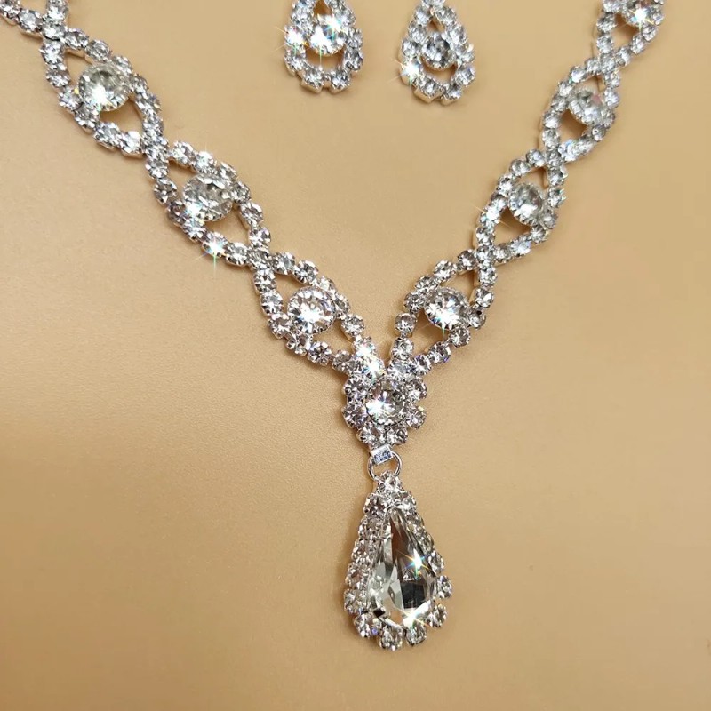 Aokun Kit Boda Sets De Joyeria Cristal Deco Mujer Collararete