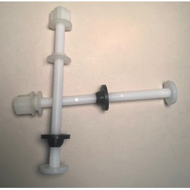 NuFlush 6 inch Replacement Bolts, Made for Raised Toilet Seats, Two Hinge Bolts, Nylon Plastic, 6 Inch by 3/8 Inch Heavy Duty Bolts with Rubber Washers and Easy Screw Hex Nuts