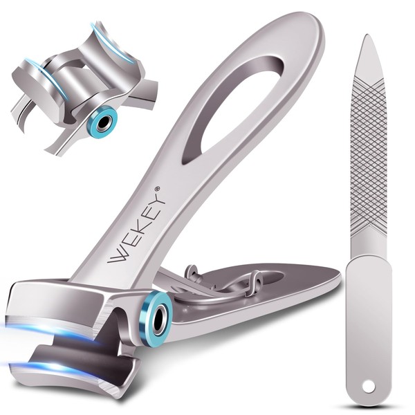 WEKEY Toe Nail Clippers Adult - Nail Clippers for Thick Nails with Oversized Wide Jaw Opening 15mm,Heavy Duty Toe Nail Clippers, Men and Seniors