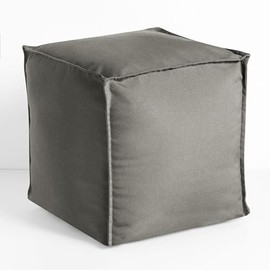 Sorra Home Sunbrella Top Stitch Pouf Cushion - Square, Outdoor Stuffed Plush Ottoman & Foot Rest Stool - Balcony, Patio, Poolside Furniture Accessory - Canvas Charcoal (17" x 17" x 17")
