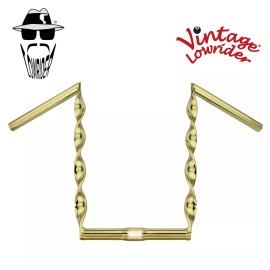 Original Lowrider F&R Original Lowrider Flat Twisted Bicycle Bike Handlebar 15" Rise 25.4mm Gold