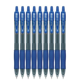 Advantage Gifts G2 Retractable Premium Gel Ink Roller Ball Pens Fine Point Fine Point (.7mm) Blue Ink 9-pk; Refillable & Premium Comfort Grip Bundle with Plastic Reusable Pouch