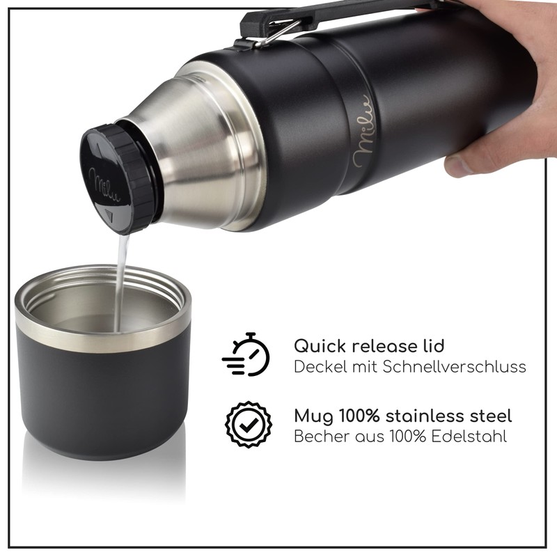 Milu Thermos Flask 1 L - Thermos Flask with Handle