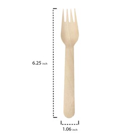 Party Essentials Disposable Wooden Cutlery, Eco-Friendly, Biodegradable, 100 Forks, Natural Birchwood