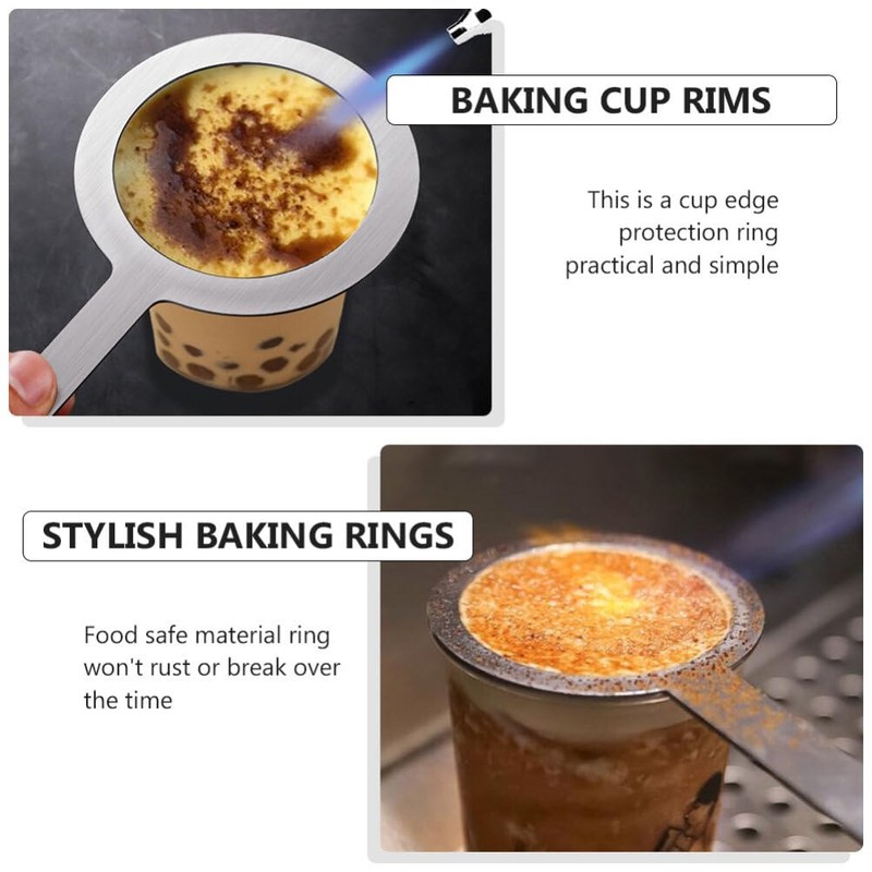 Hemoton 2pcs Creme Brulee Cup Scald Proof Baking Milk Rings