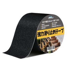 Non-Slip Tape, 3.9 x 32.8 ft (10 x 10 m), Outdoor, Waterproof, Easy to Apply, Fall Prevention, Non-Slip, Stairs, Anti-Slip, Indoor, Safety Measures, Mineral Particles, PVC (Black)
