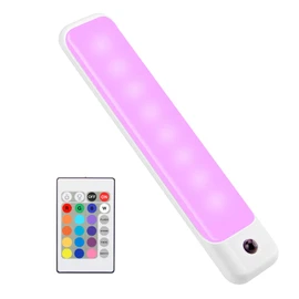 BIGMONAT Battery Operated Under Cabinet Lighting with Remote, Wireless Color Changing Under Counter Light, Stick on RGB Light Bar for Kitchen Bedside Shelf Closet TV Backlight Game