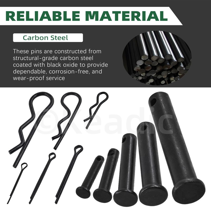 Keadic 67Pcs Flat Head Cotter Pins Assortment Kit Includes Single