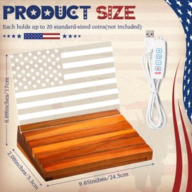 Wonderjune Light up Challenge Coin Display Military Coin Holder with Warm Color Light Coin Display Stand Coin Display Case American Flag Coin Rack Display Military for Military Army for Father