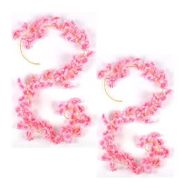 RYHMHA Artificial Cherry Blossom Vine, Garland Decoration, 2 Pieces, Suitable for Indoor and Outdoor Garden Decoration and Wedding Party Decoration, 1.8m/5.9ft (Pink)