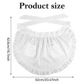 Ymapinc White Waist Apron Retro Apron with Pockets for Women Ruffle Frilly Apron Waitress Apron Maid Costume Apron Vintage Frilly Apron for Kitchen Cooking Baking Cosplay Accessories