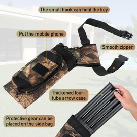 Sparklenut Archery Quiver, Back Hip Arrow Quiver, 4 Tubes Arrow Holder, Adjustable Archery Bag, fit for Compound Bow and Recurve Bow (Reverse Quiver)