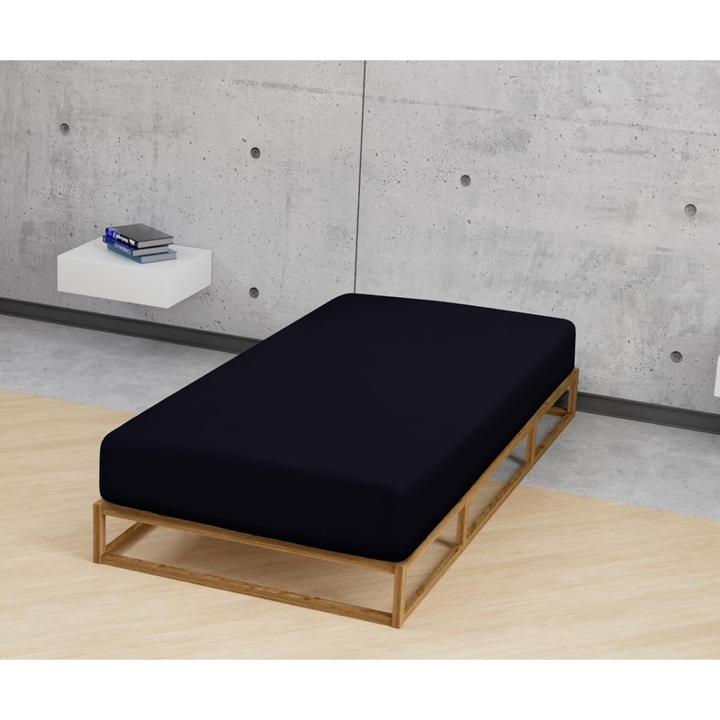 Biberna 77144/001/040 Jersey stretch fitted sheet, black, 90 x 190