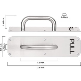 GINZER Stainless Steel Door Handle, Aluminum Alloy Pull and Push Plate Commercial Silver Heavy Duty Sliding Door Handle with Screws 11.8×3.15 Inches