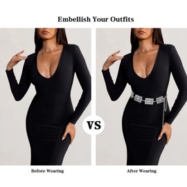 LIMHOO Western Belt for Women Metal Concho Chain Belts Cowgirl Belt Country Concert Outfit (Square Silver-XL)