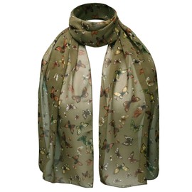 Basic Sense Butterfly chiffon Neck scarf, Khaki